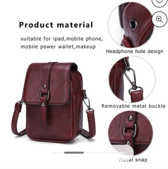 Burgundy Cell Messenger Crossbody Bag - Picture 5 of 9